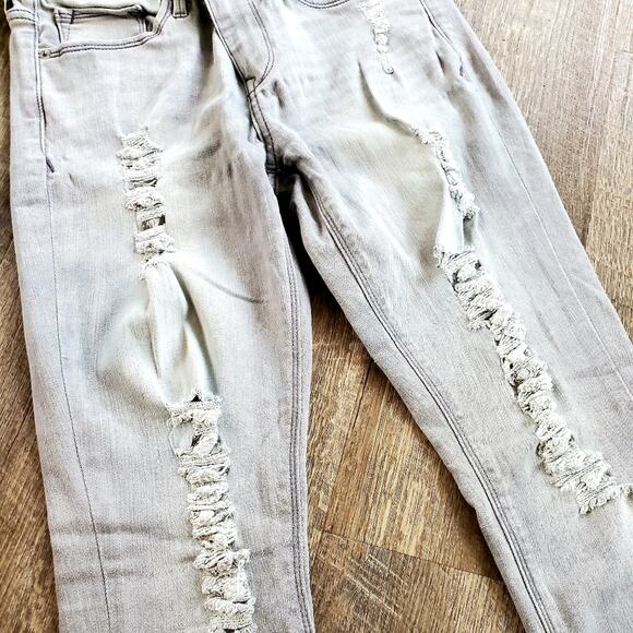 EXPRESS Woman's gray mid-rise distressed legging jeans Sz.6 - Picture 2 of 5